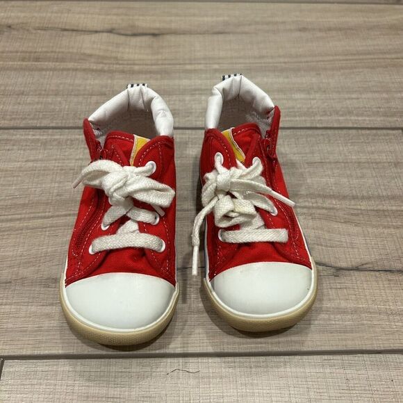 Miki House Second Shoes Red Canvas Logo Strap Sneakers Toddler Size 8 (14 cm) - Picture 3 of 11